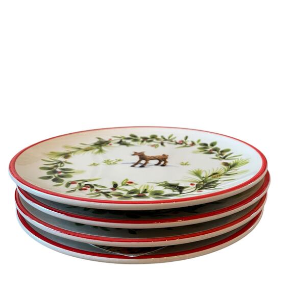 Ceramica Cuore Christmas Ceramic Appetizer Plates 8in Made in Italy Set of 4 New - Picture 7 of 15